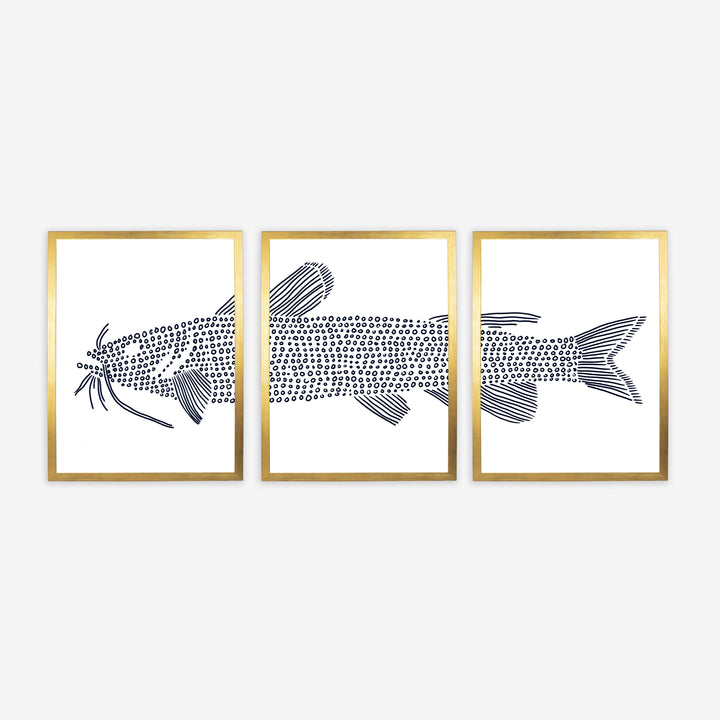 Catfish in Circles Triptych - Set of 3