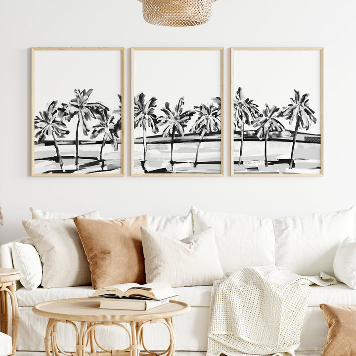 Black & White Island Views - Set of 3  - Art Prints or Canvases - Jetty Home