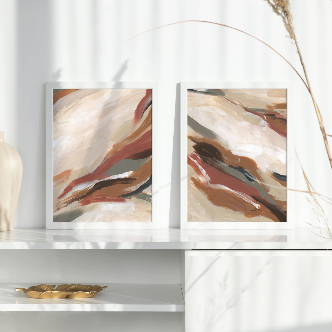 Abstract Earth Tones Paintings - Set of 2  - Art Prints or Canvases