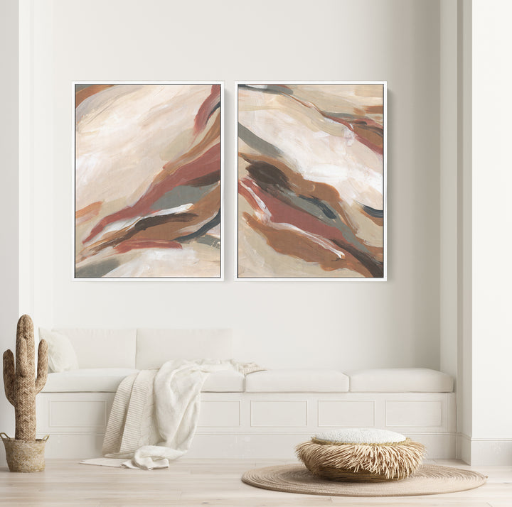 Abstract Earth Tones Paintings - Set of 2  - Art Prints or Canvases