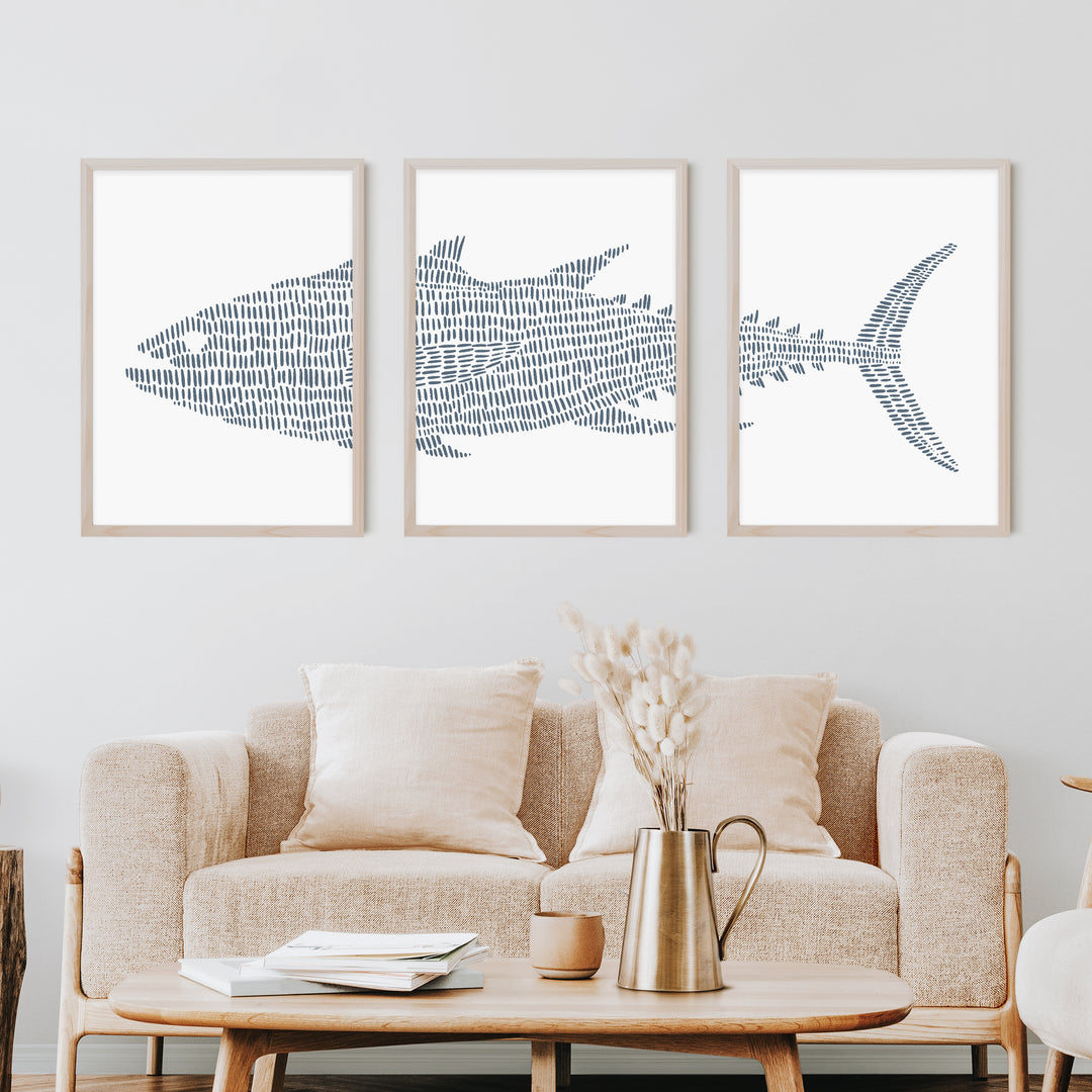 Tuna Fish Modern Illustration - Set of 3  - Art Prints or Canvases - Jetty Home