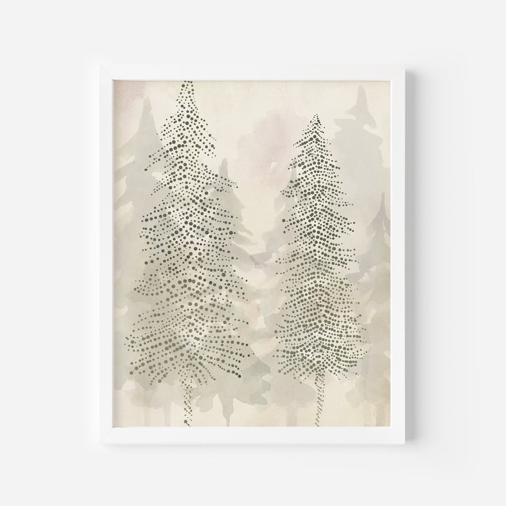 Misty Evergreen Pine Trees