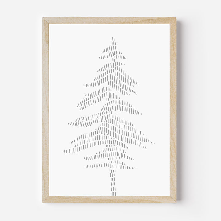 Modern Gray Pine Tree Illustration