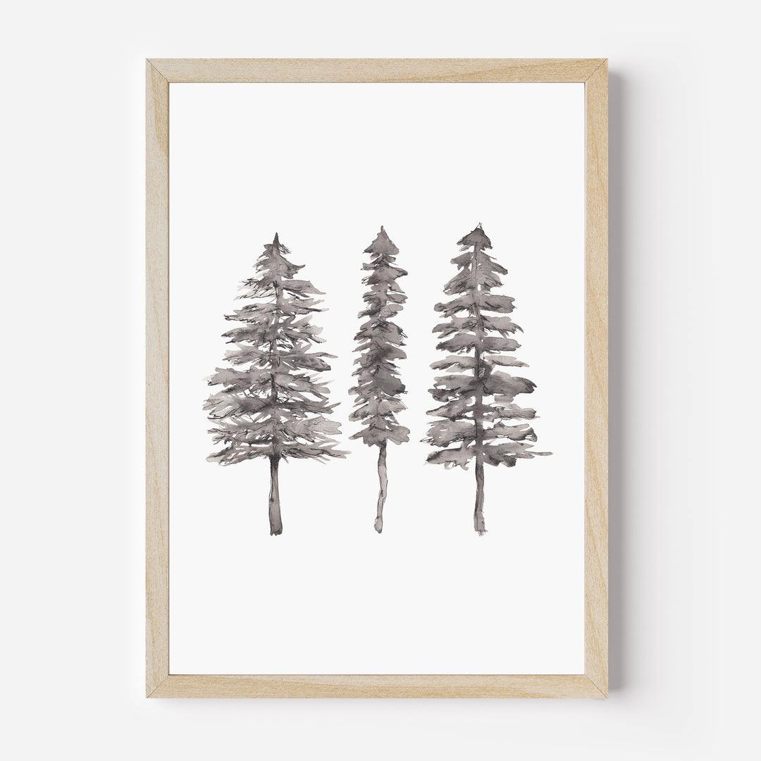 Black + White Pine Tree Trio