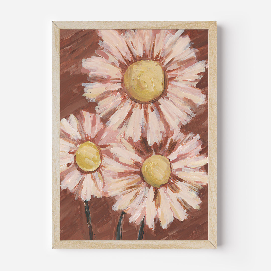 Pink and Rust Daisy Floral  - Art Print or Canvas - Jetty Home