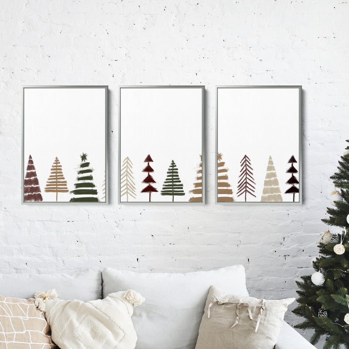 Minimalist Scandi Christmas Trees - Set of 3  - Art Prints or Canvases - Jetty Home