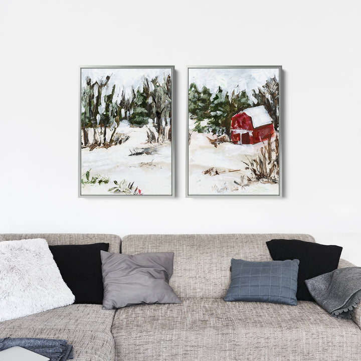 Winter's Barn Diptych - Set of 2  - Art Prints or Canvases - Jetty Home