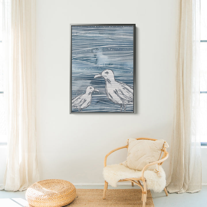 Nautical Blue Sea Gulls  - Art Print or Canvas - Jetty Home
