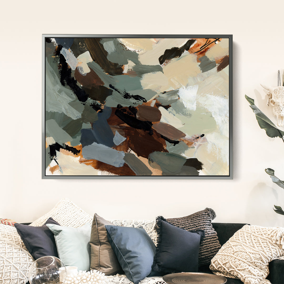 Wildwood prints by Jetty Home featuring silver canvas artwork displayed on a wall.