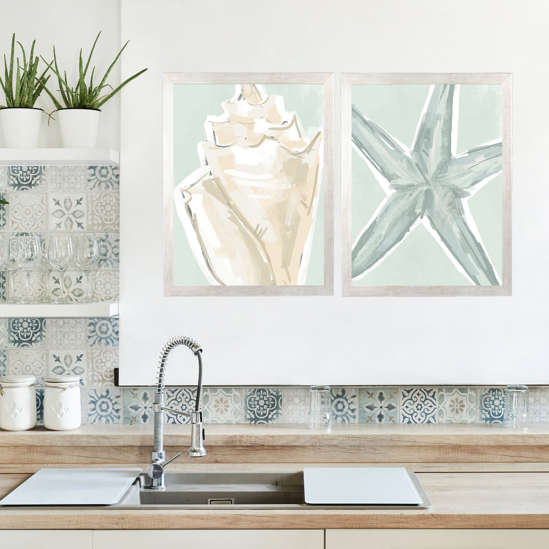Starfish & Conch Diptych - Set of 2