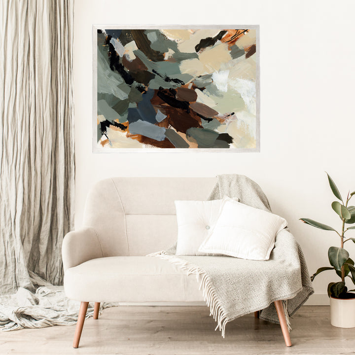 Wildwood prints by Jetty Home featuring nature-inspired artwork with silver and monochrome tones, displayed on a textured surface.