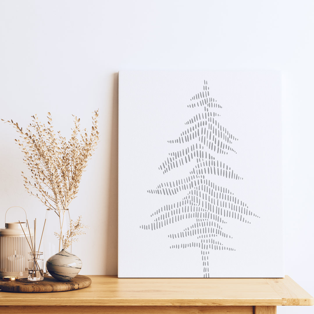 Modern Gray Pine Tree Illustration