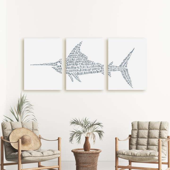 Swordfish Modern Illustration - Set of 3  - Art Prints or Canvases - Jetty Home