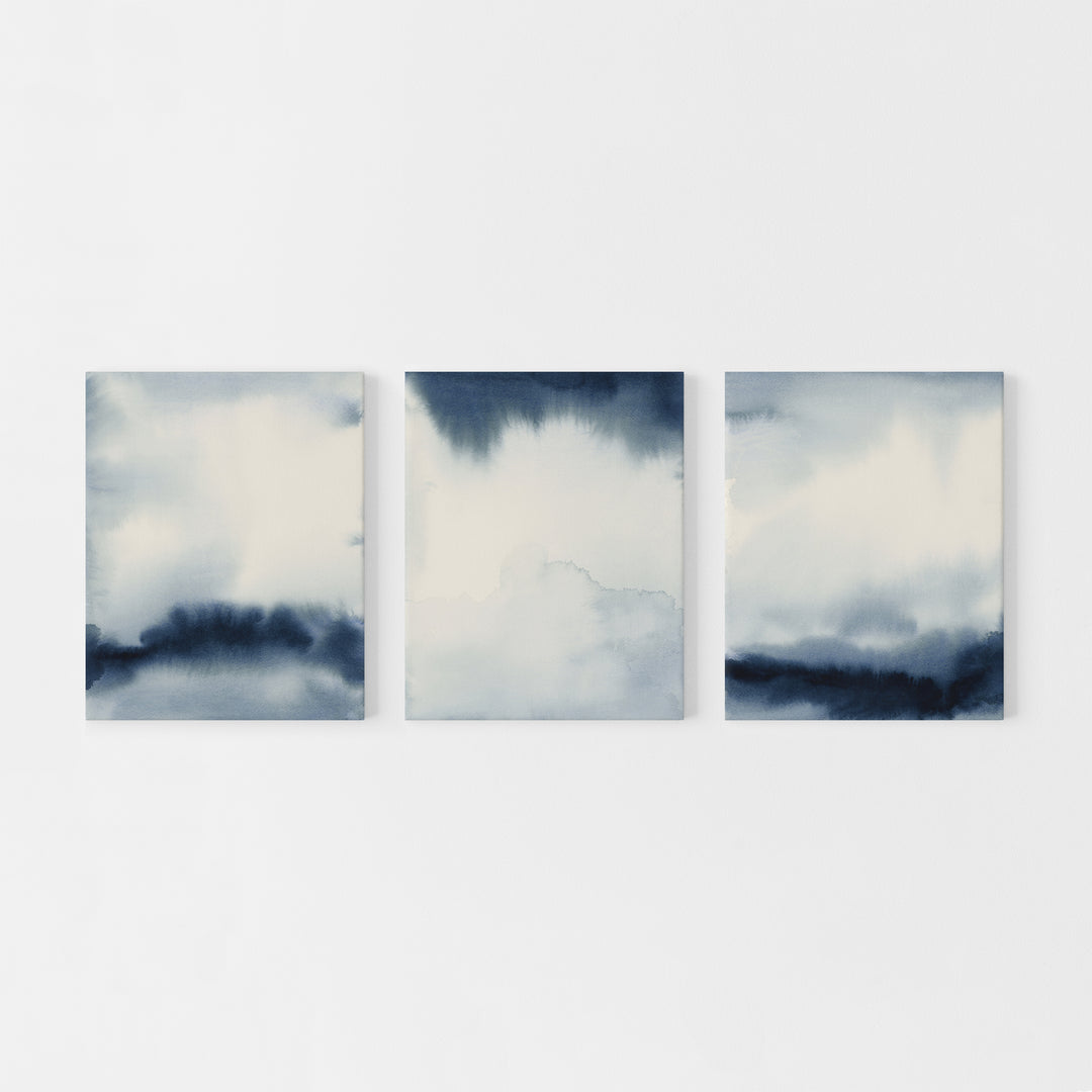 Indigo Abstracts Triptych - Set of 3