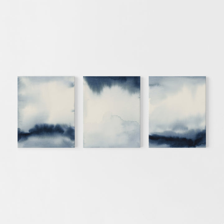 Indigo Abstracts Triptych - Set of 3