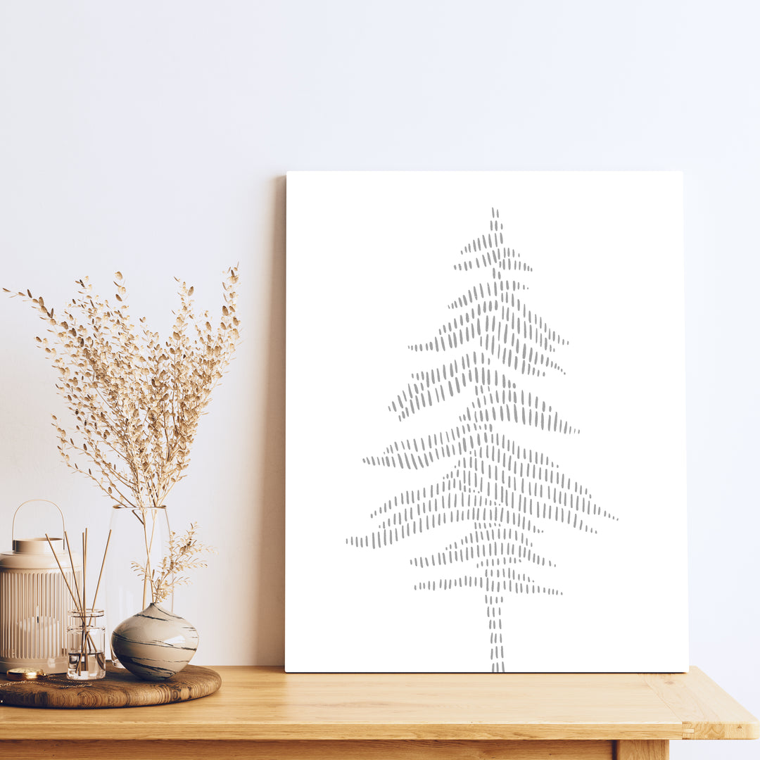 Modern Gray Pine Tree Illustration - Jetty Home