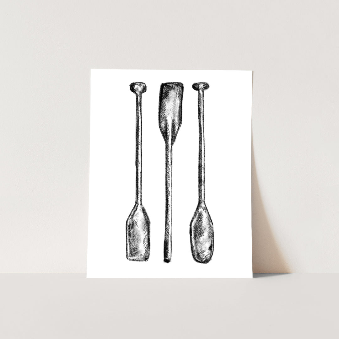 Black + White Oar Paddle Illustration - Jetty Home