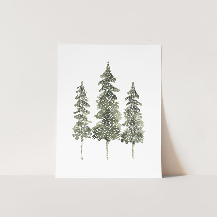 Watercolor Pine Trio  - Art Print or Canvas - Jetty Home