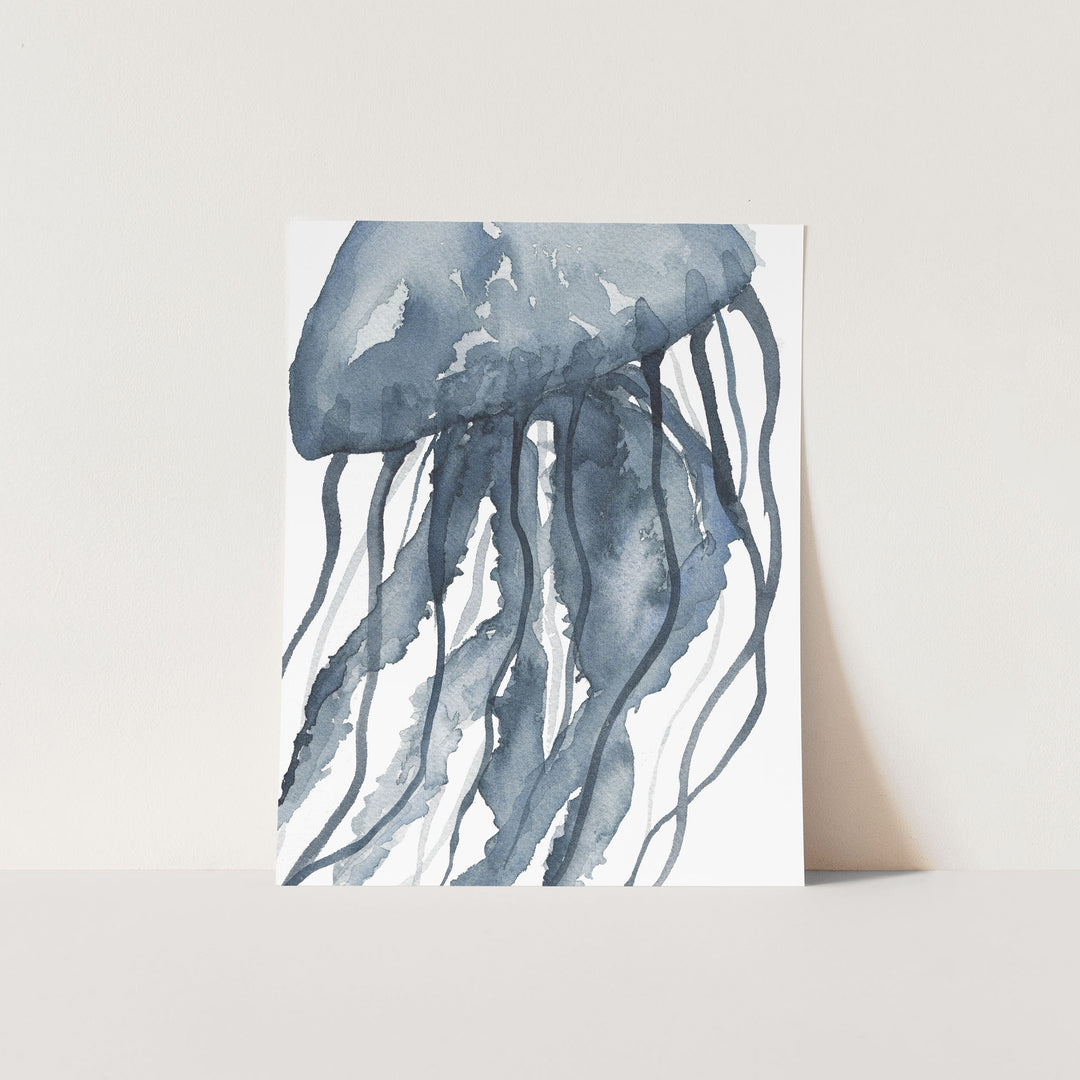 Blue Watercolor Jellyfish No. 2  - Art Print or Canvas - Jetty Home