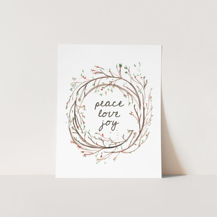 Peace Love Joy Wreath  - Art Print or Canvas - Jetty Home