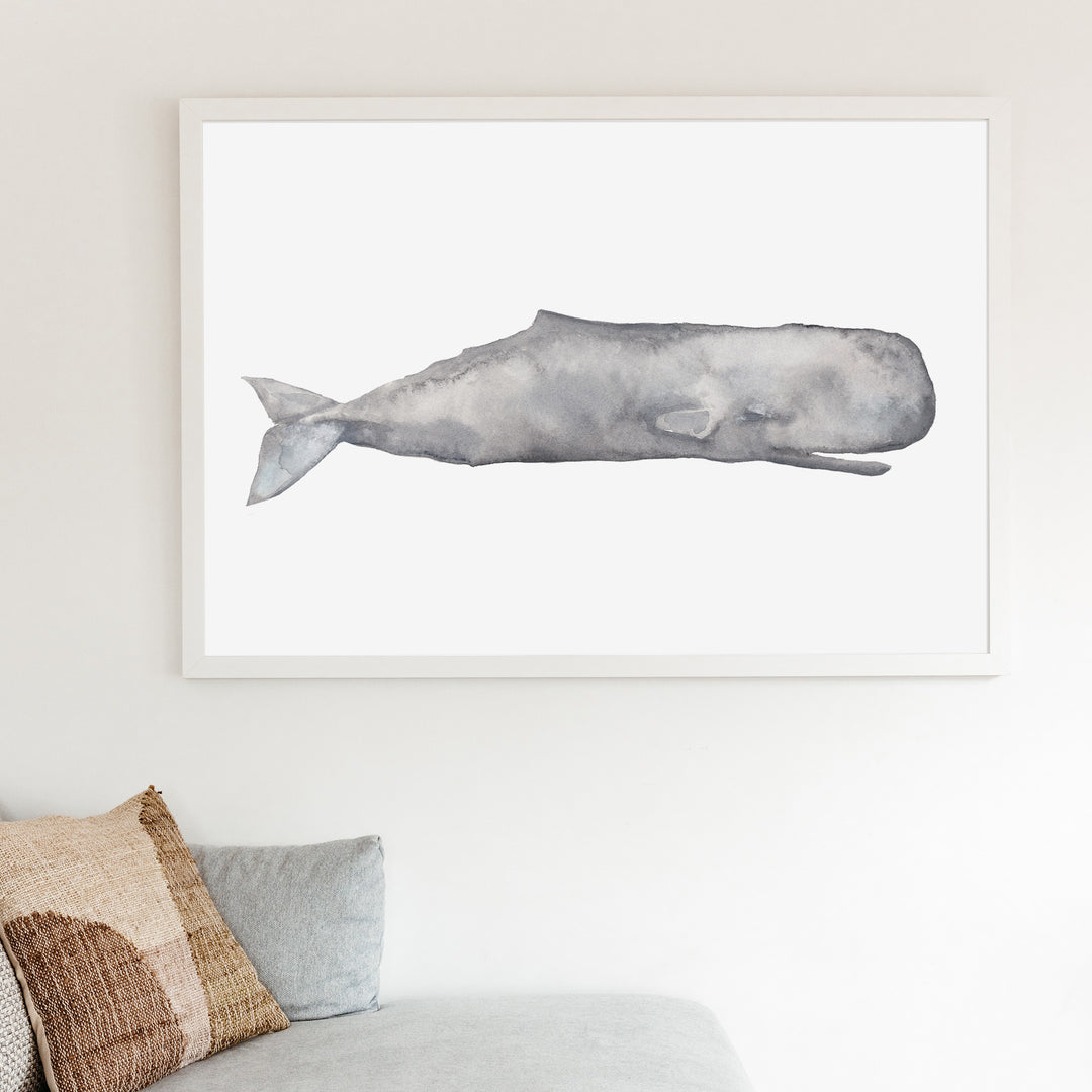 Watercolor Sperm Whale Painting  - Art Print or Canvas - Jetty Home