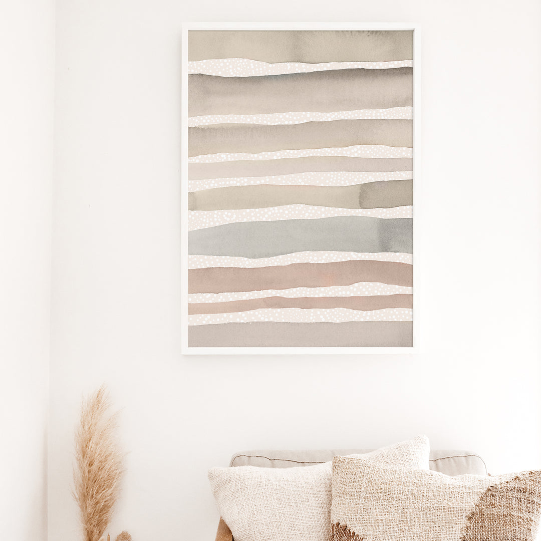 Neutral Watercolor Stripes  - Art Print or Canvas - Jetty Home