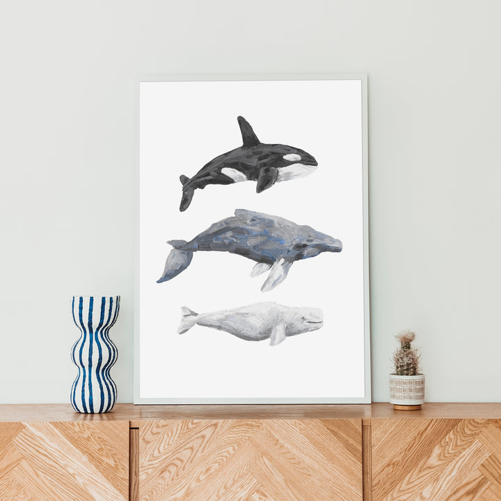 Whale Trio Watercolor  - Art Print or Canvas - Jetty Home