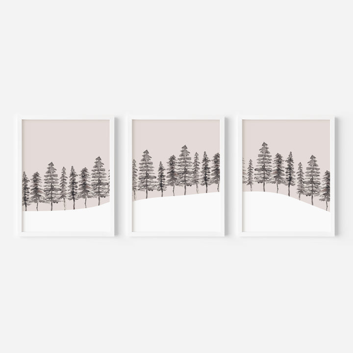 Modern Nordic Pine Tree Triptych - Set of 3  - Art Prints or Canvases - Jetty Home