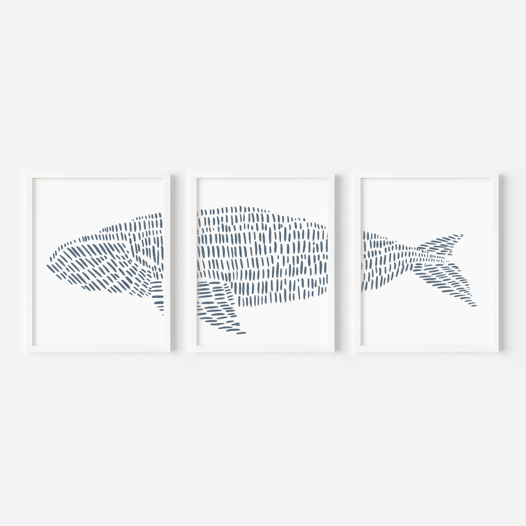 Right Whale Modern Illustration - Set of 3  - Art Prints or Canvases - Jetty Home