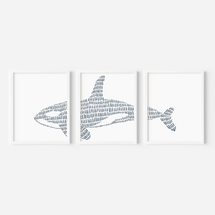 Orca Whale Illustration - Set of 3  - Art Prints or Canvases - Jetty Home