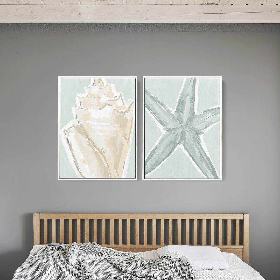 Starfish & Conch Diptych - Set of 2