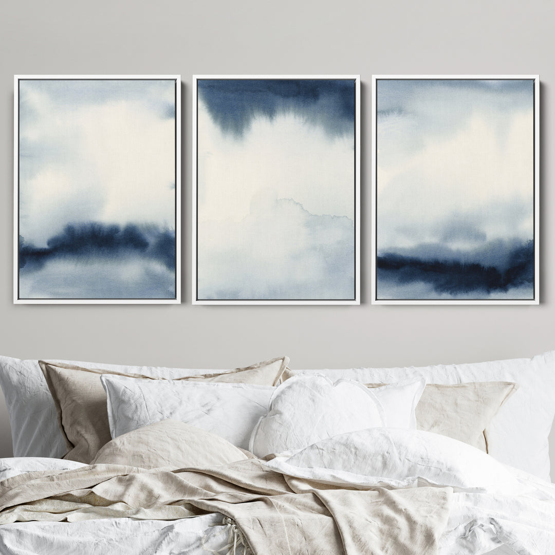 Indigo Abstracts Triptych - Set of 3