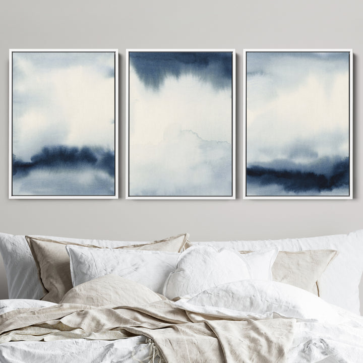 Indigo Abstracts Triptych - Set of 3