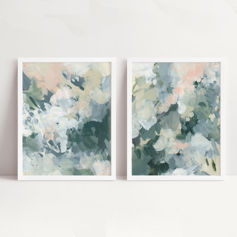 Cool Ascent Diptych - Set of 2 | Neutral Green Abstract Wall Art– Jetty ...