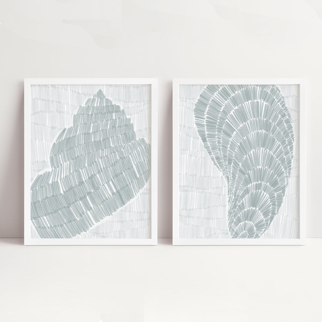Drifted Seashells Diptych - Set of 2  - Art Prints or Canvases - Jetty Home