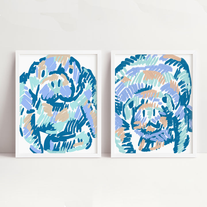 Mellow Manatees Diptych - Set of 2