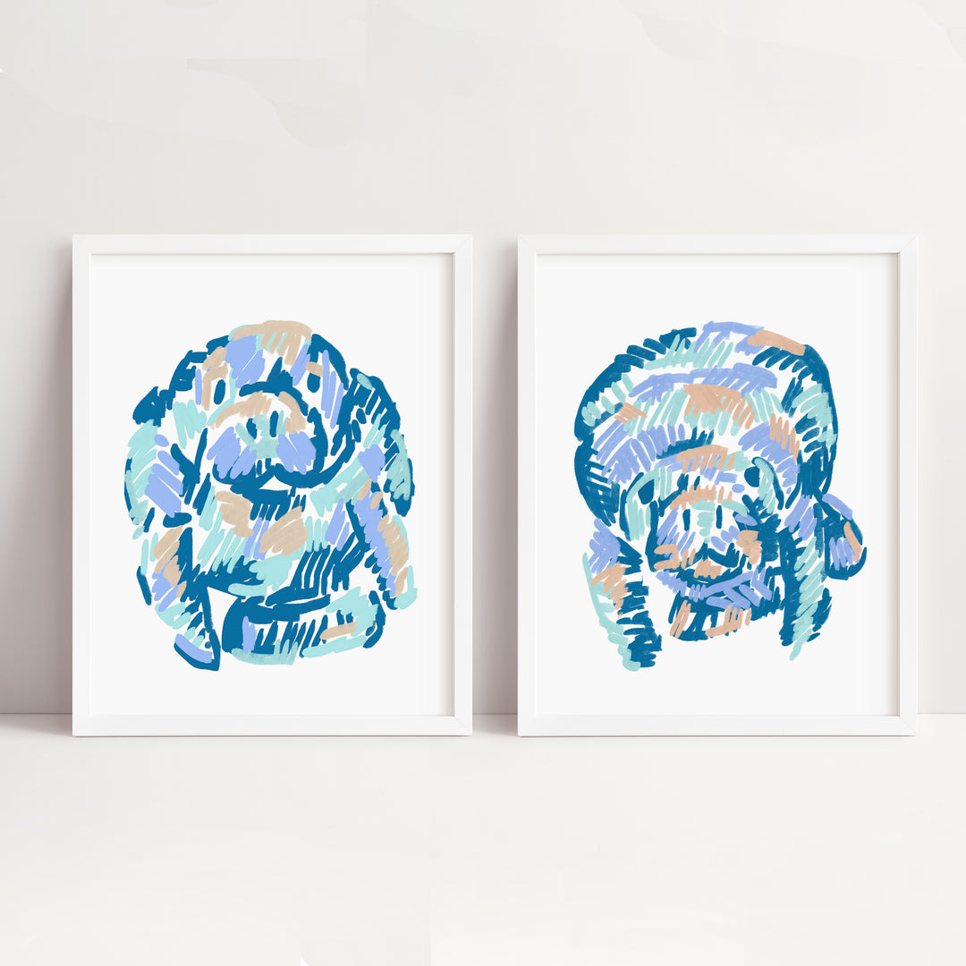 A Manatee Pairing Diptych - Set of 2