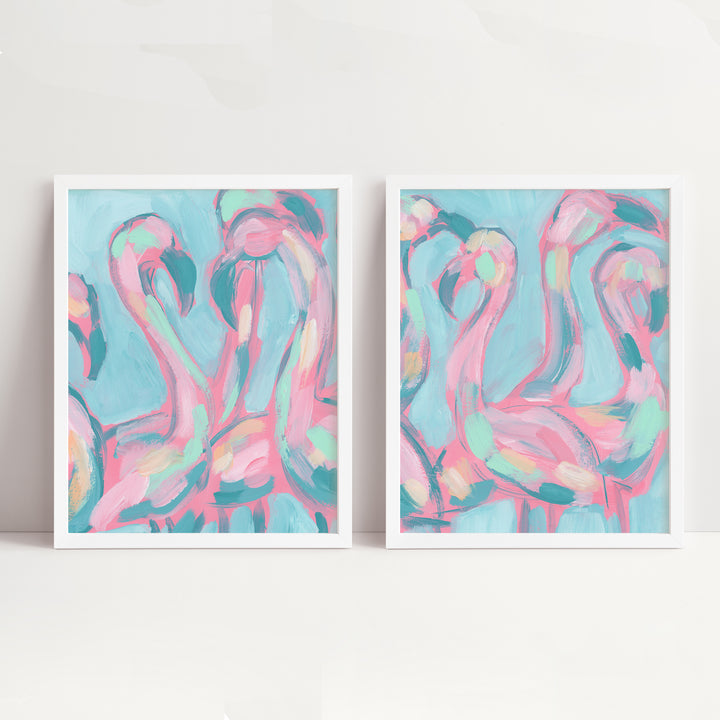 The Pink Flamingoes Diptych - Set of 2 - Jetty Home