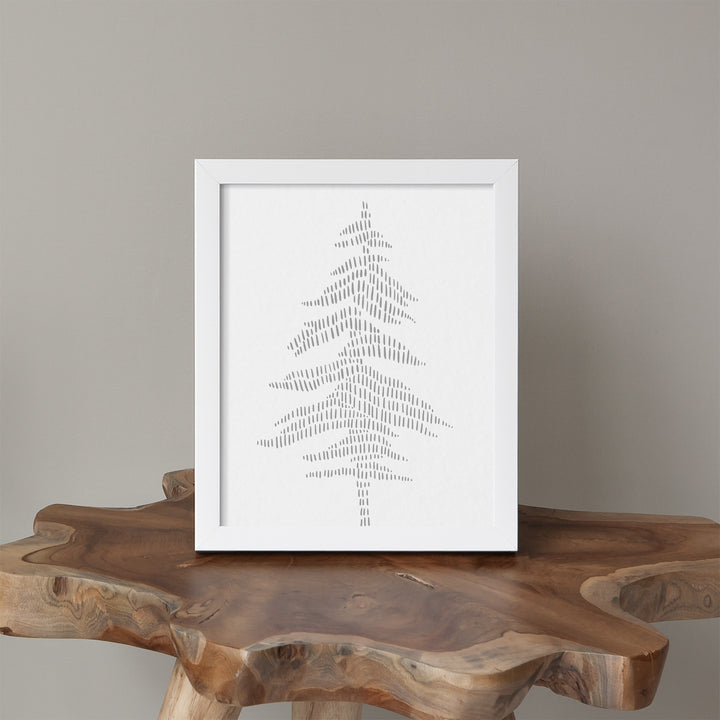 Modern Gray Pine Tree Illustration