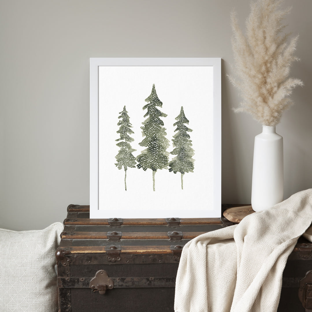 Watercolor Pine Trio - Jetty Home
