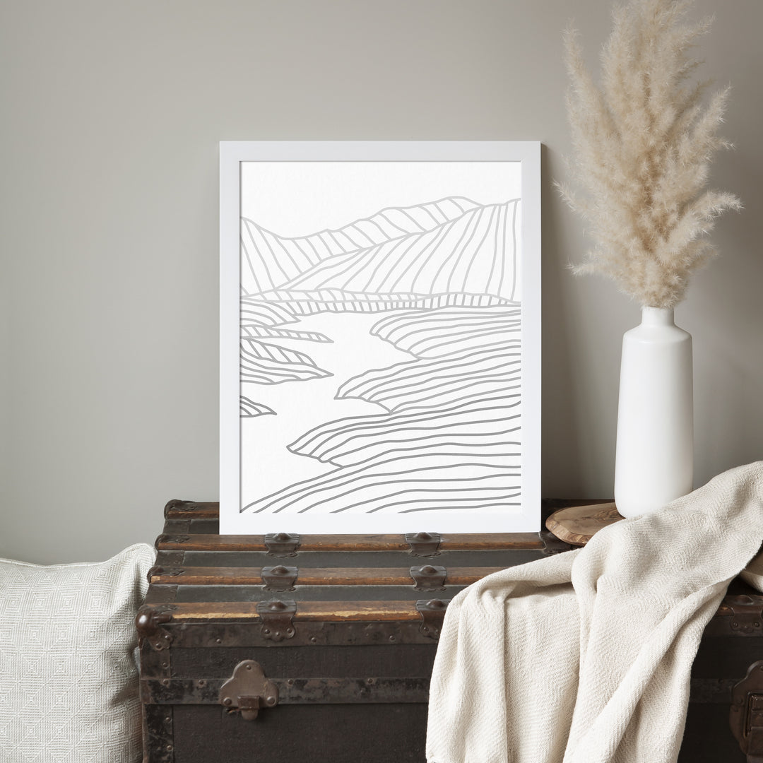 Minimalist Mountainscape Winter Scene - Jetty Home