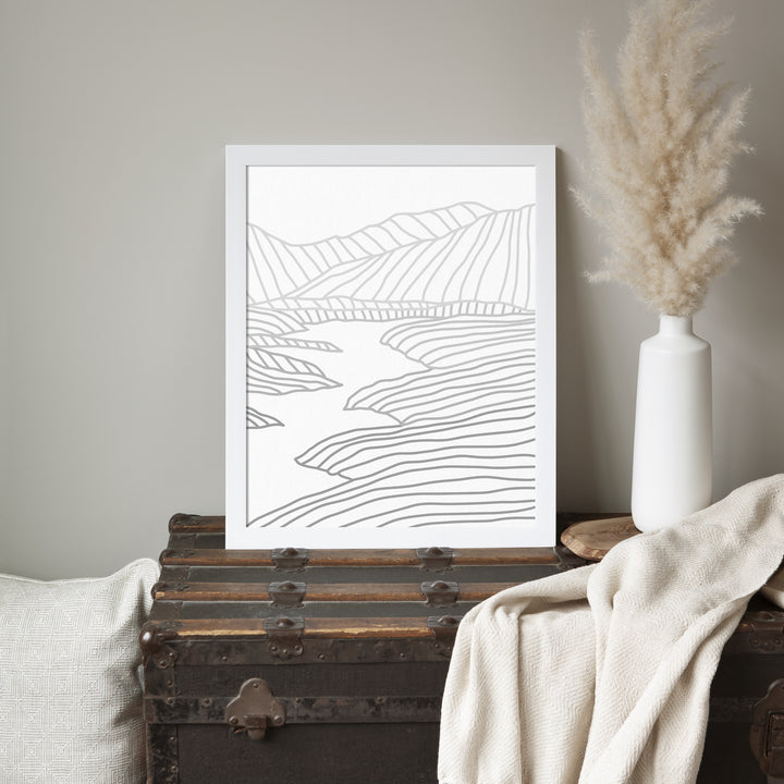 Minimalist Mountainscape Winter Scene - Jetty Home