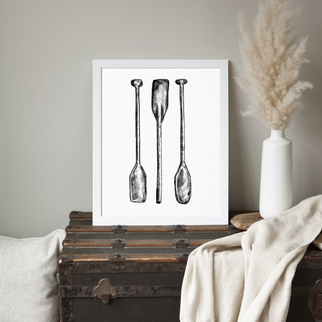 Black + White Oar Paddle Illustration - Jetty Home