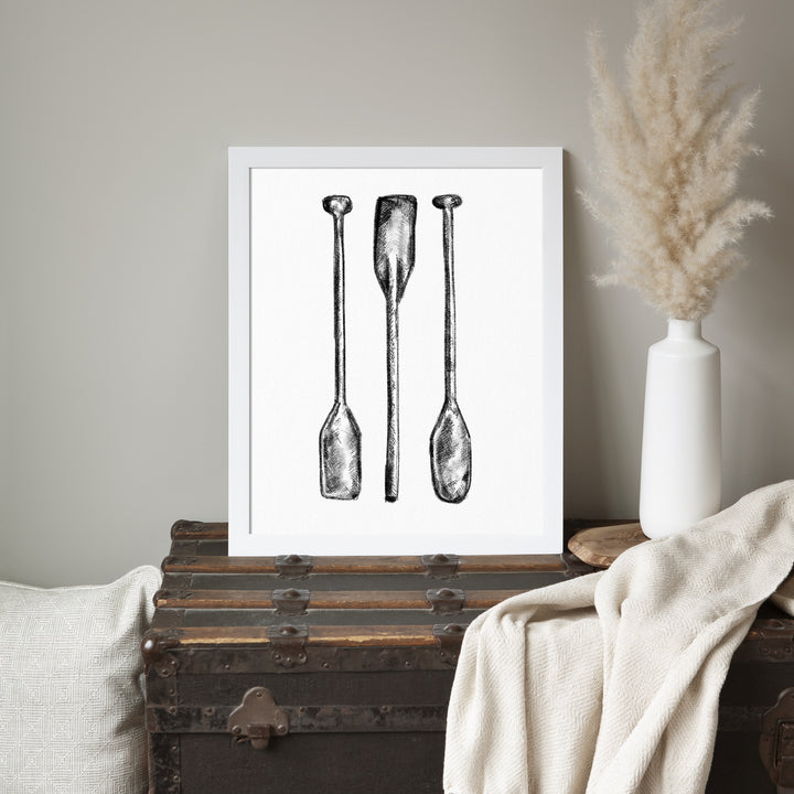 Black + White Oar Paddle Illustration - Jetty Home