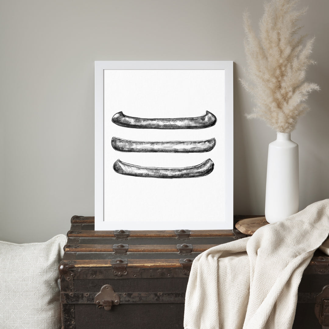 Black + White Canoe Illustration - Jetty Home