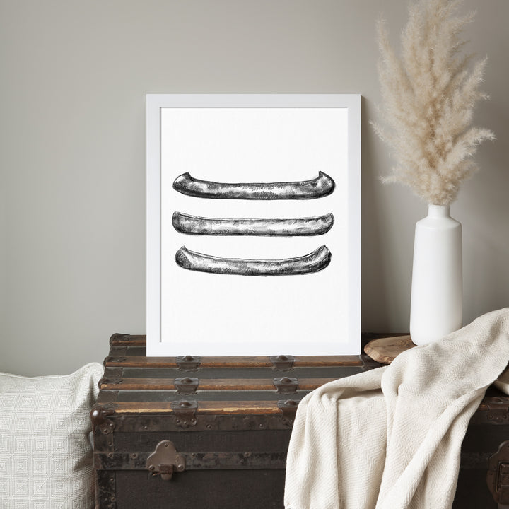 Black + White Canoe Illustration - Jetty Home