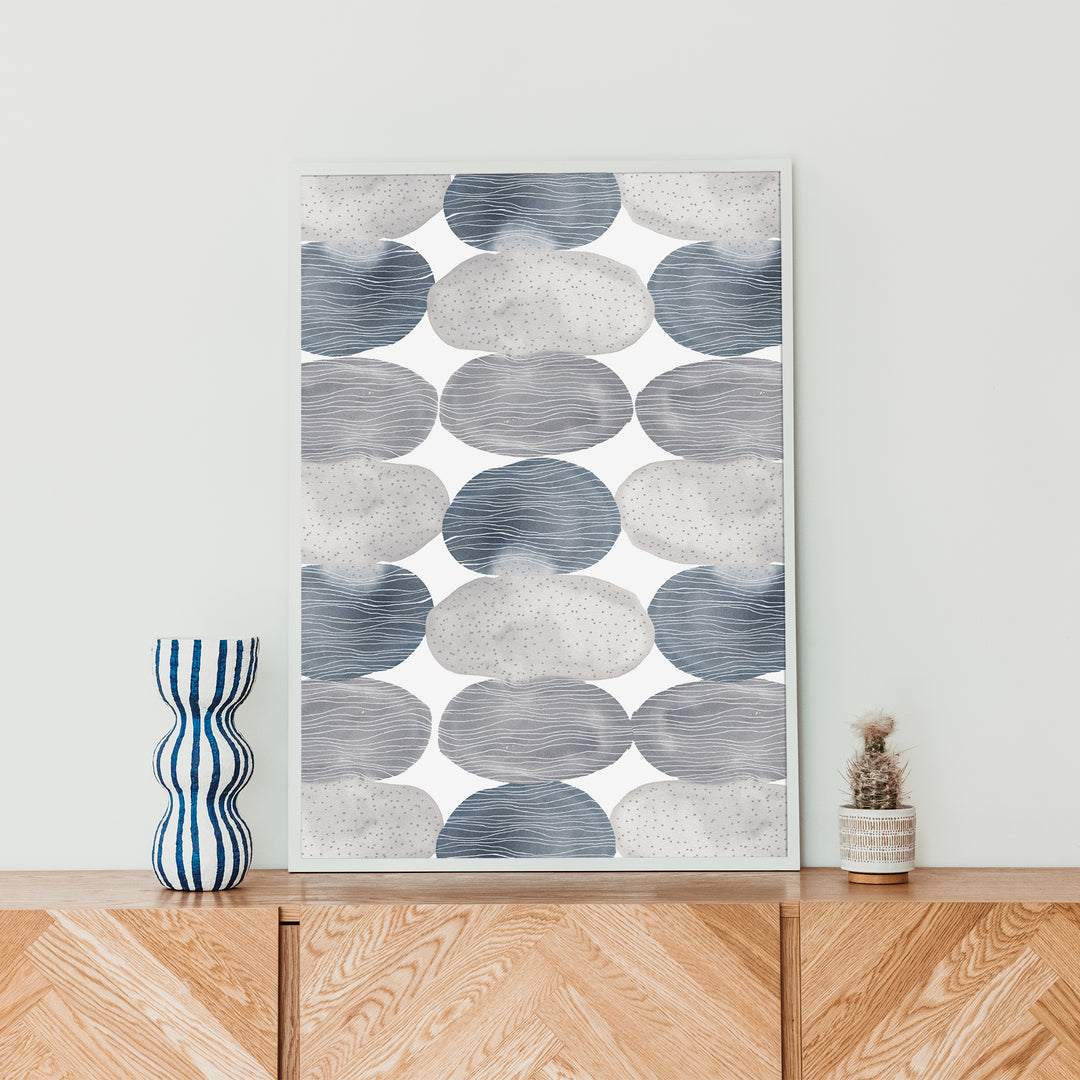 Blue and Gray Circles  - Art Print or Canvas - Jetty Home