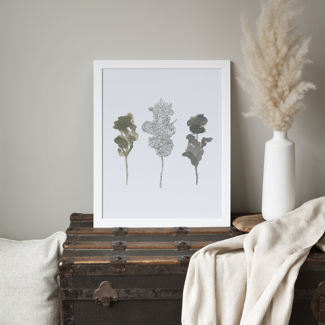 Misty Forest Tree Trio  - Art Print or Canvas