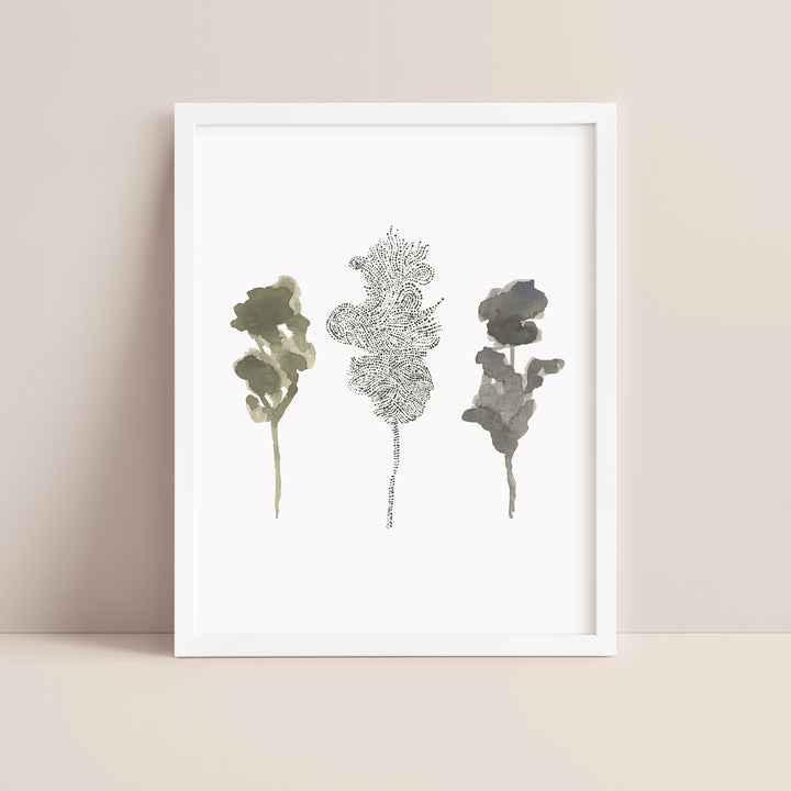 Misty Forest Tree Trio  - Art Print or Canvas