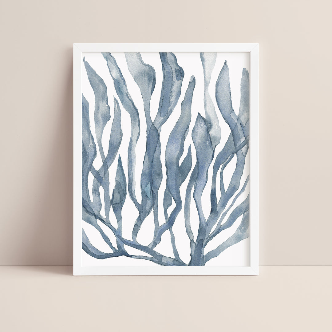 Blue Watercolor Seaweed Painting No. 1  - Art Print or Canvas - Jetty Home